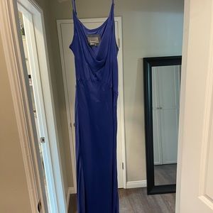 Silk blue Anthropologie midi dress size large